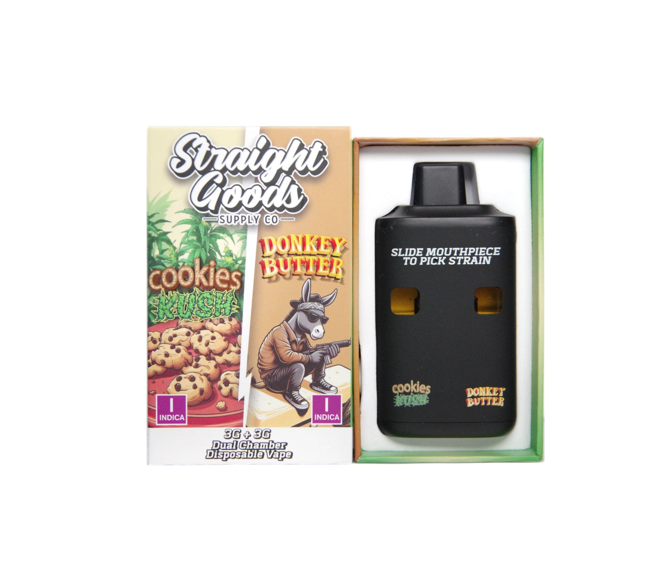 Straight Goods Supply Co 6g Dual Chamber Vape Cookies Kush Donkey Butter