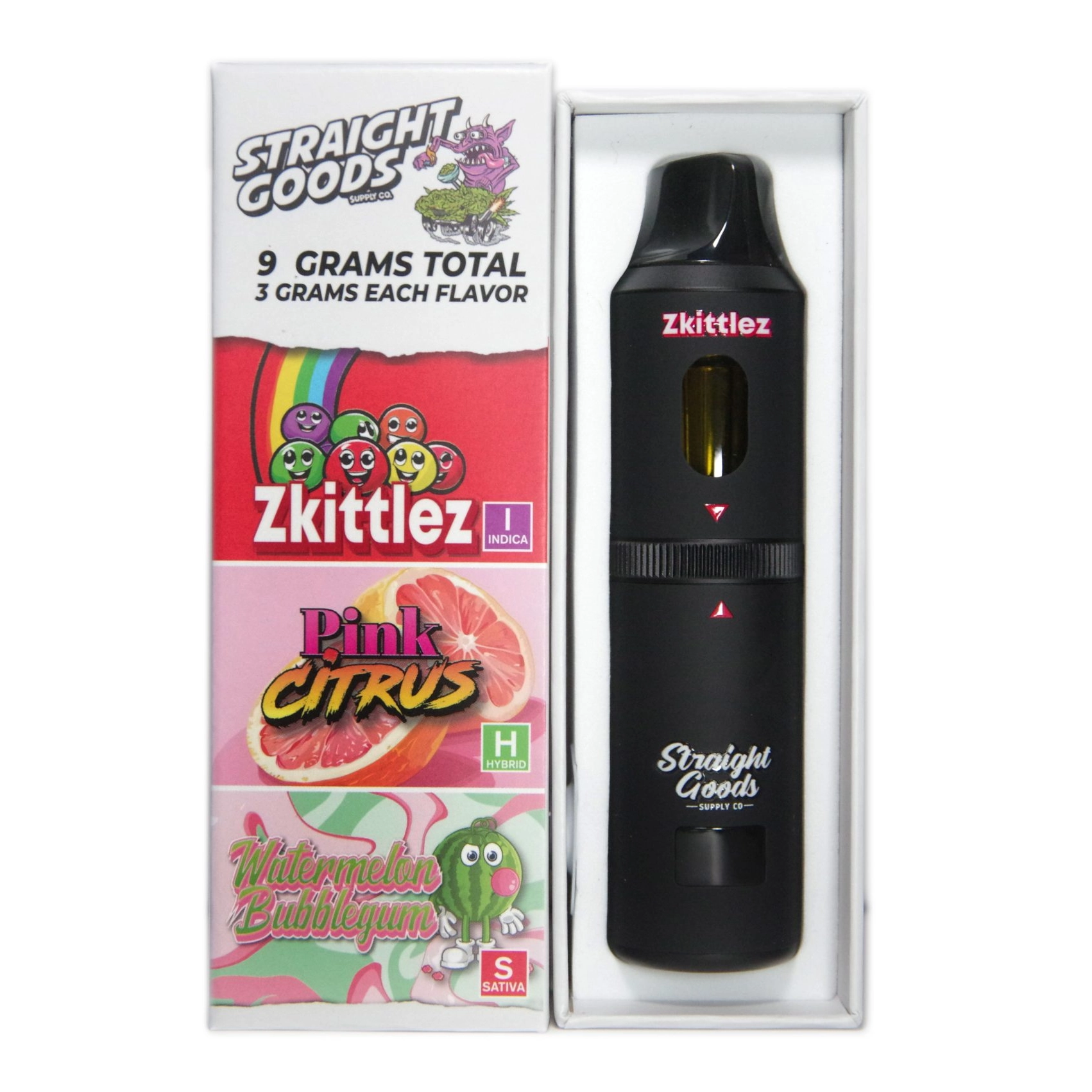 Straight Goods Supply Co Triple Chamber THC Vape Pen Zkittles Pink Citrus Watermelon Bubblegum